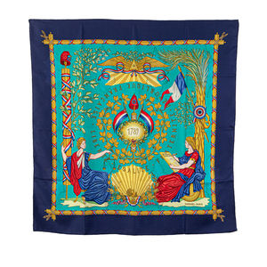 Pre-Loved Hermes Republique Francaise Liberte Egalite Fraternite 1789 Silk Scarf